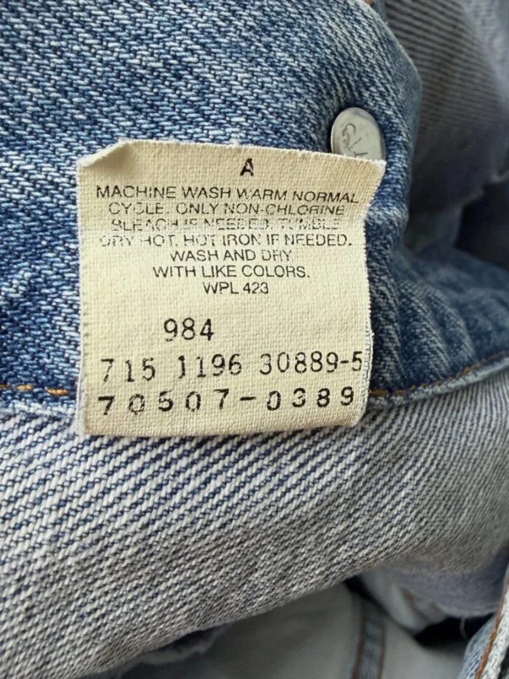 Vintage Levi's 70507 Black Label Denim Jacket L Made in USA Bleach Wash 90s - Picture 6 of 13